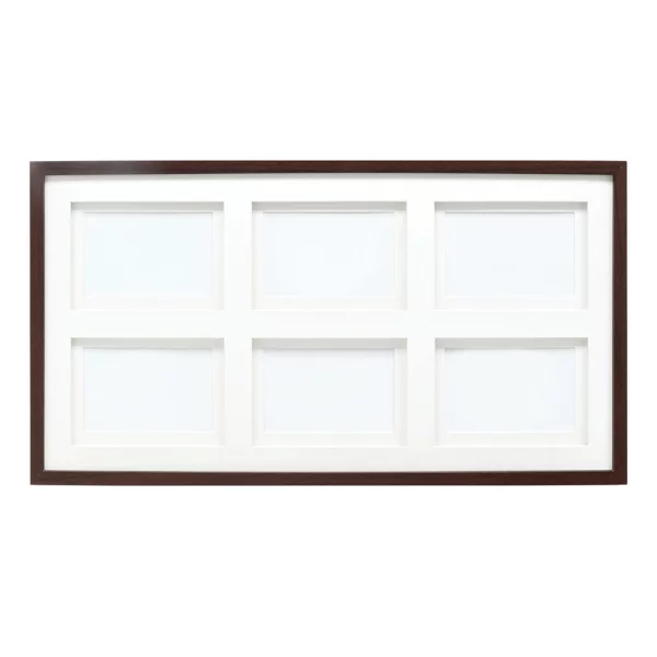 Cadre multi photos en bois Anna pour 6 photos avec passe-partout double 6x10x15 cm | brun | verre standard (2 mm)