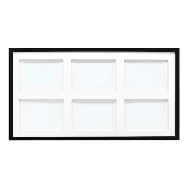 Cadre multi photos en bois Anna pour 6 photos avec passe-partout double 6x10x15 cm | noir | verre standard (2 mm)