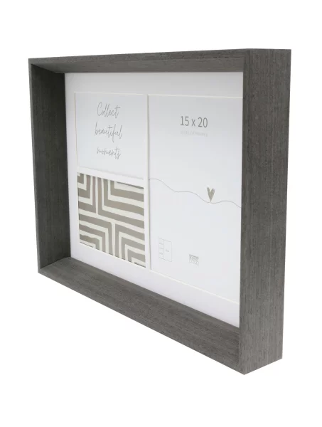 Cadre multi photos (MDF) Elise pour 3 photos 2x10x15 cm, 15x20 cm | gris | verre standard (2 mm)