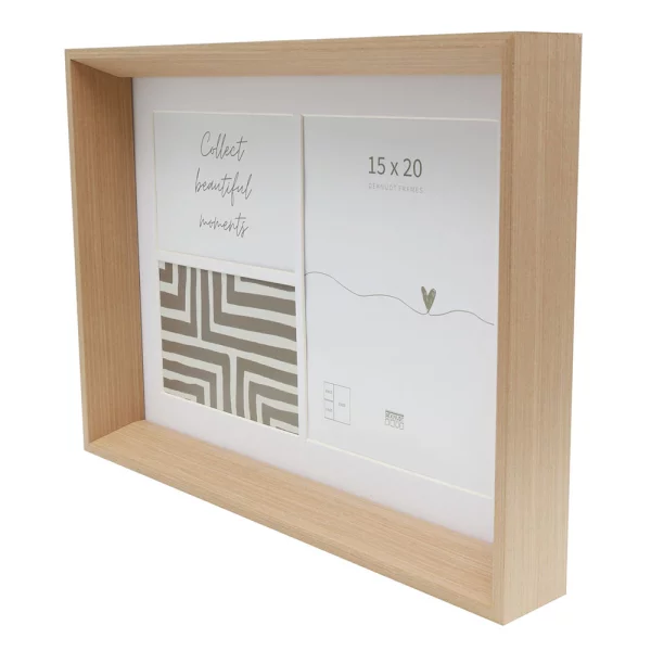 Cadre multi photos (MDF) Elise pour 3 photos 2x10x15 cm, 15x20 cm | naturel | verre standard (2 mm)