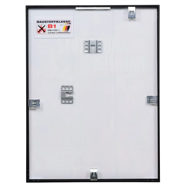 Zertifizierter Standard B1 Brandschutzrahmen Profil S1 50x50 cm | schwarz matt | Normalglas (2 mm)