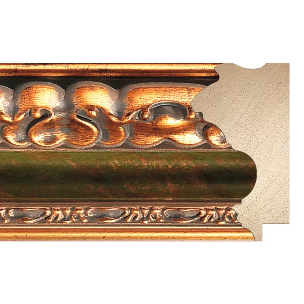 Barock Bilderrahmen Josephine 70x90 cm | grüngold | Kunstglas (1 mm)