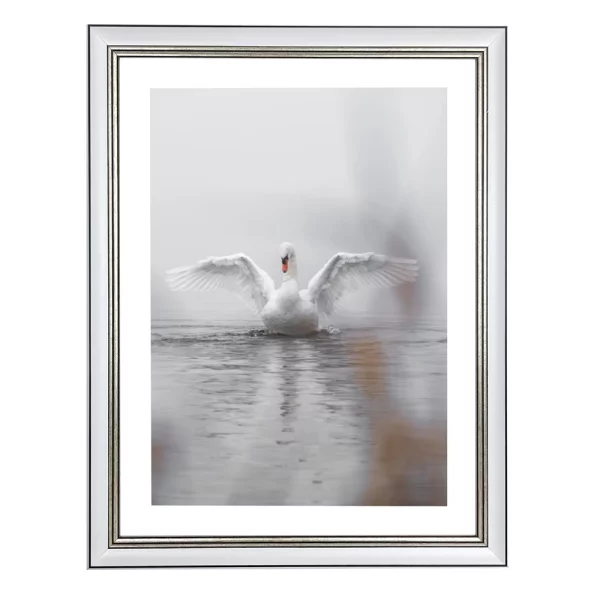 Kunststoffrahmen Krak 10x15 cm | Weiß-Silber | Kunstglas (1 mm)