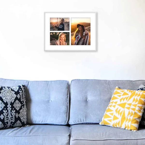 Alu Bilderrahmen Alicja für mehrere Bilder 30x40 cm (3 Bilder) | weiß | Kunstglas (1 mm)