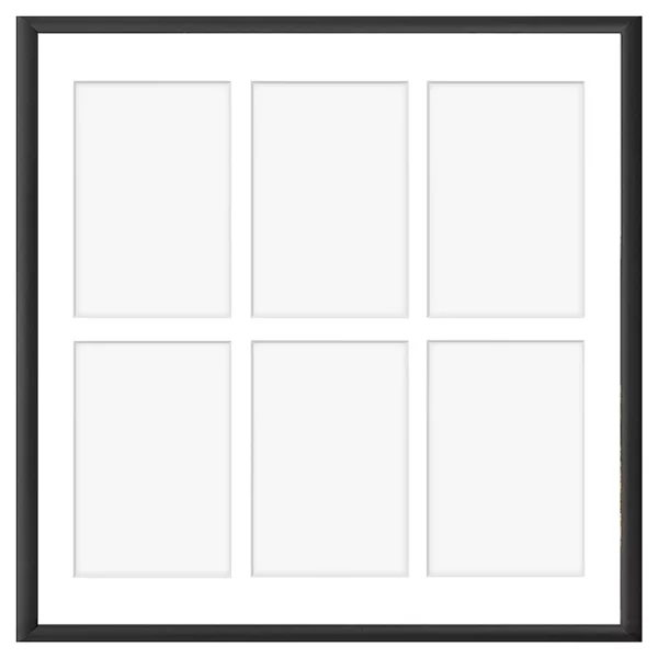 Alu Bilderrahmen Amelia für 6 Bilder 40x40 cm (6 Bilder) | schwarz | Kunstglas (1 mm)
