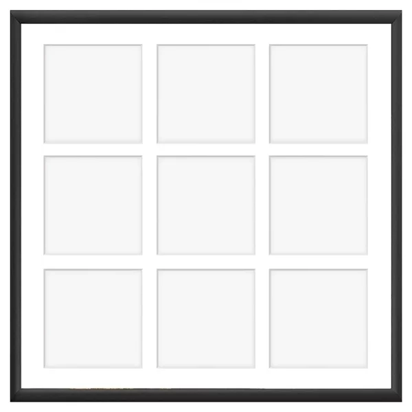 Cadre multi photos en aluminium Amelia pour 9 photos 40x40 cm (9 Bilder) | noir | verre synthétique (1 mm)