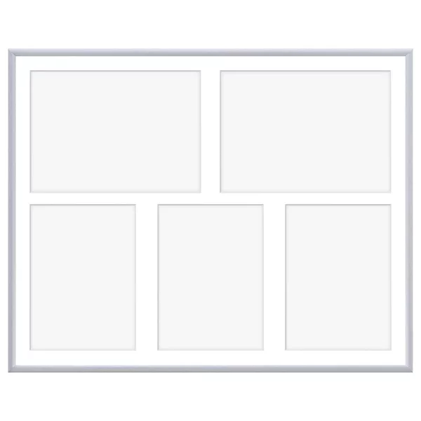 Cadre multi photos en aluminium Amelia pour 5 photos 40x50 cm (5 Bilder) | argent | verre synthétique (1 mm)