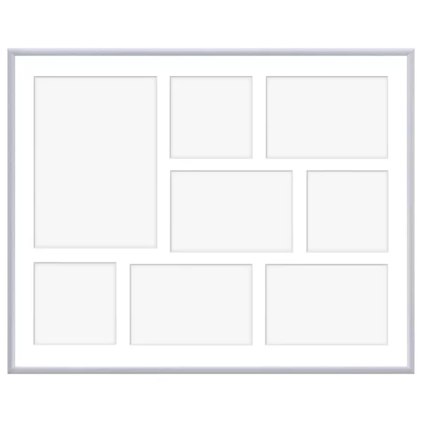 Cadre multi photos en aluminium Amelia pour 8 photos 40x50 cm (8 Bilder) | argent | verre synthétique (1 mm)