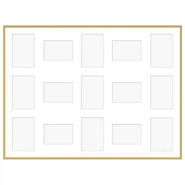 Cadre multi photos en aluminium Amelia pour 15 photos 60x80 cm (15 Bilder) | or | verre synthétique (1 mm)