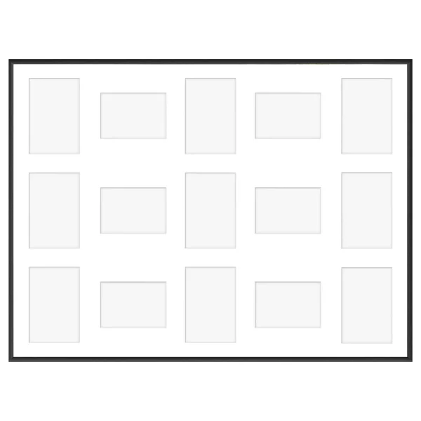 Cadre multi photos en aluminium Amelia pour 15 photos 60x80 cm (15 Bilder) | noir | verre synthétique (1 mm)