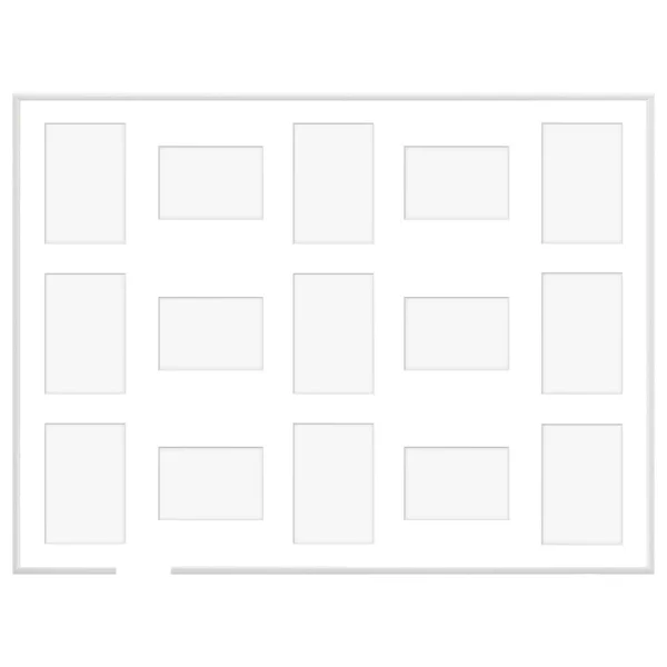 Cadre multi photos en aluminium Amelia pour 15 photos 60x80 cm (15 Bilder) | blanc | verre synthétique (1 mm)