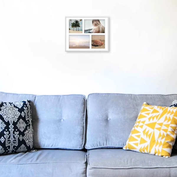 Cadre multi photos en aluminium Amelia pour 4 photos 24x30 cm (4 Bilder) | blanc | verre synthétique (1 mm)