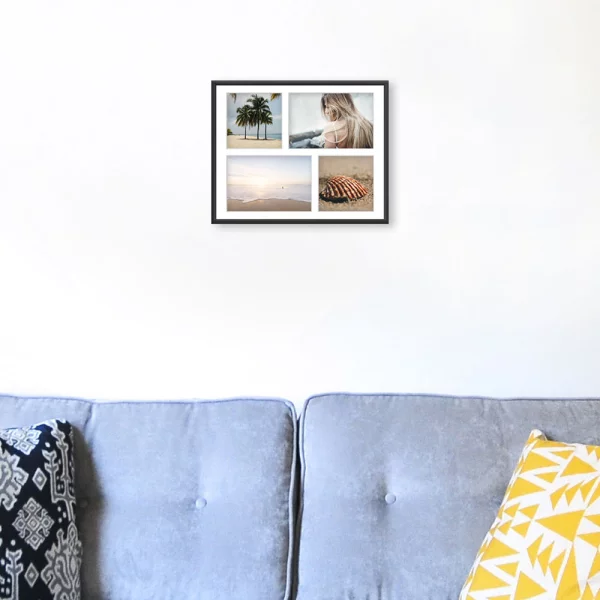 Cadre multi photos en aluminium Amelia pour 4 photos 24x30 cm (4 Bilder) | noir | verre synthétique (1 mm)