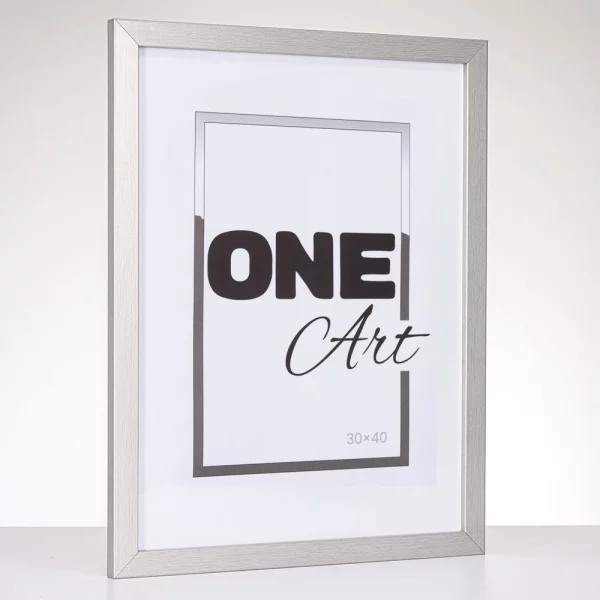 Cadre en bois Hekla (MDF) 24x30 cm | argent structuré | verre synthétique (1 mm)