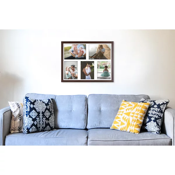 Cadre multi photos en bois (MDF) Hekla 40x50 cm (5 Bilder) | wengé | verre synthétique (1 mm)