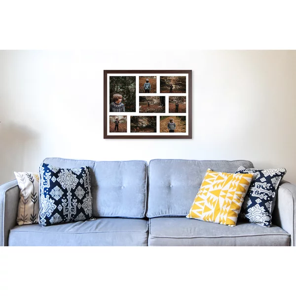 Cadre multi photos en bois (MDF) Hekla 40x50 cm (8 Bilder) | wengé | verre synthétique (1 mm)