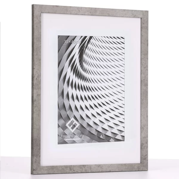 Holz Bilderrahmen Hekla (MDF) Maßanfertigung Beton | Kunstglas (1 mm)
