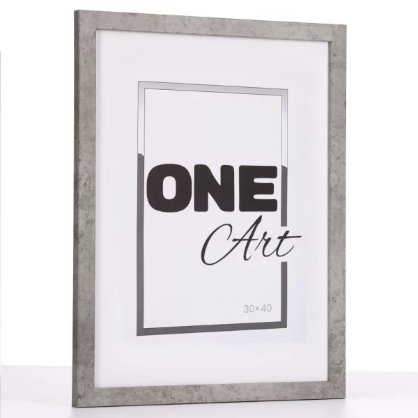 Holz Bilderrahmen Hekla (MDF) Maßanfertigung Beton | Kunstglas (1 mm)