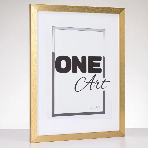 Holz Bilderrahmen Hekla (MDF) Maßanfertigung Gold strukturiert | Kunstglas (1 mm)