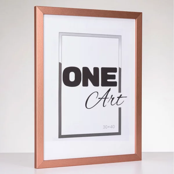 Holz Bilderrahmen Hekla (MDF) Maßanfertigung Rose Gold strukturiert | Kunstglas (1 mm)