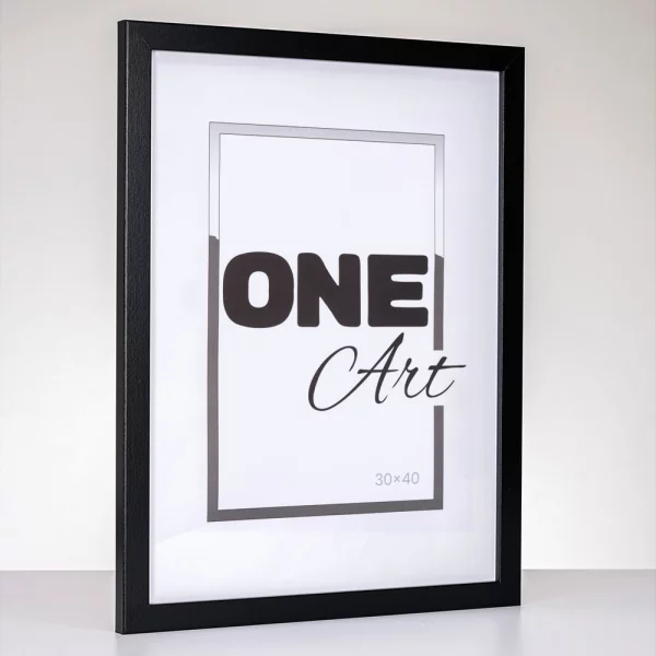 Holz Bilderrahmen Hekla (MDF) Maßanfertigung Schwarz | Kunstglas (1 mm)