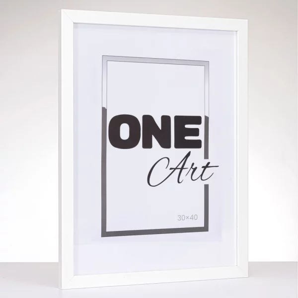 Holz Bilderrahmen Hekla (MDF) Maßanfertigung Weiß | Kunstglas (1 mm)