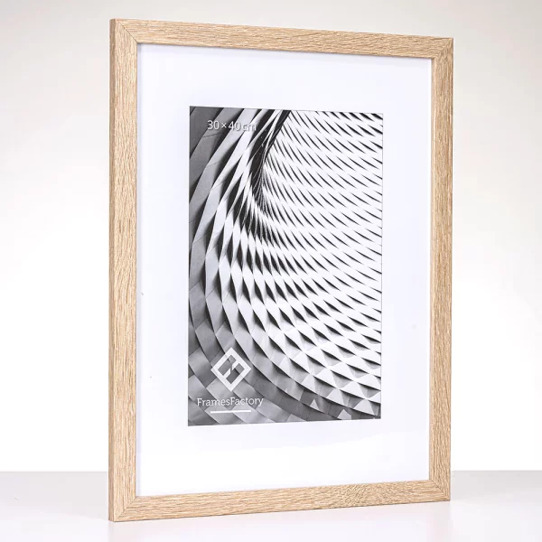 Holz Bilderrahmen Hekla (MDF) Maßanfertigung Natur | Kunstglas (1 mm)