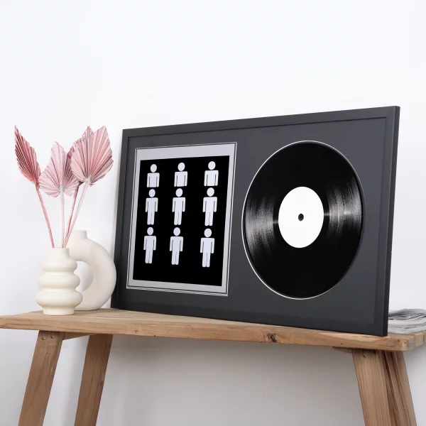 Cadre en bois pour disques vinyle et couverture 50x70 cm | noir | verre synthétique (2 mm)