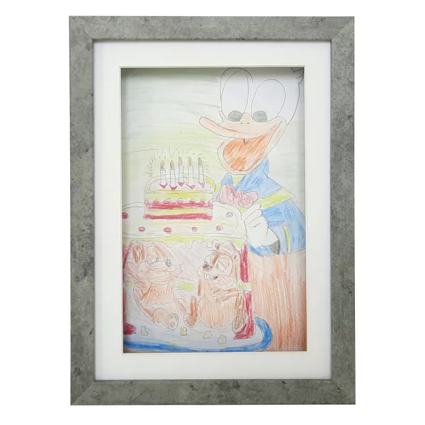 Holz Bilderrahmen Draw zum Öffnen - für DIN A4 Bilder 21x29,7 cm (DIN A4) | beton | Kunstglas (1 mm)