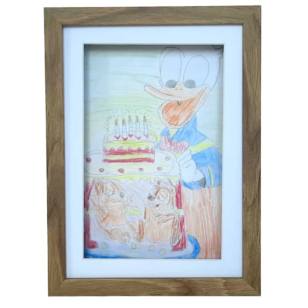 Holz Bilderrahmen Draw zum Öffnen - für DIN A4 Bilder 21x29,7 cm (DIN A4) | eiche | Kunstglas (1 mm)