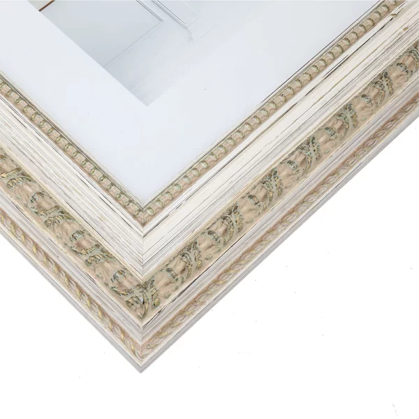 Exklusiv-Holzrahmen Deloga 29,7x42 cm (A3) | Weiß mit Silber | Normalglas (2 mm)