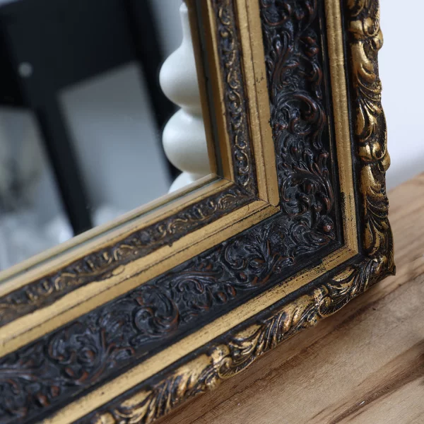 Holz Wandspiegel Empiro nach Maß Gold auf Schwarz | Spiegel (2 mm)