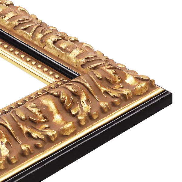 Wandspiegel Macondo - Exklusivrahmen 20x30 cm | Gold, schwarz abgesetzt | Spiegel (2 mm)