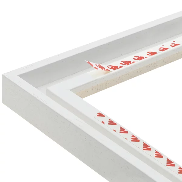Schattenfugenrahmen für Alu Dibond-, Hartschaumplatten & Acrylglasbilder 42x59,4 cm (A2) | Weiß gemasert | Leerrahmen (ohne Glas und Rückwand)