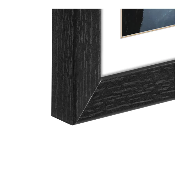 Holz Bilderrahmen Oslo (MDF) inkl. Passepartout 10x15 cm | Schwarz | Normalglas (2 mm)