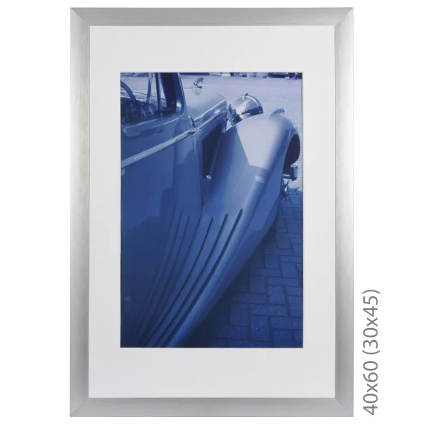 Alu Bilderrahmen Luzern mit Passepartout 40x40 cm (28x28 cm) | grau | Normalglas (2 mm)