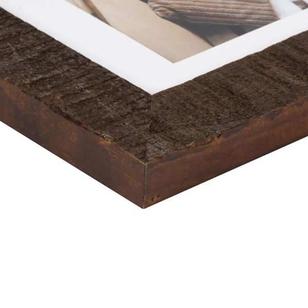 Holz Bilderrahmen Driftwood mit Passepartout 15x20 cm (10x15 cm) | Dunkelbraun | Normalglas (2 mm)