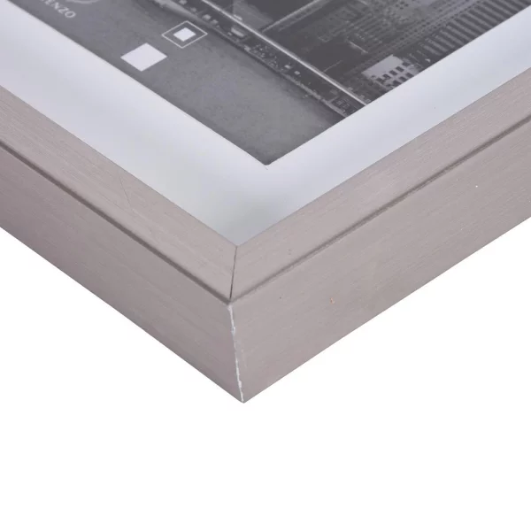 Kunststoff Bilderrahmen Metallica mit Passepartout 24x30 cm (15x20 cm) | Stahl | Normalglas (2 mm)
