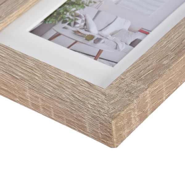 Holz Bilderrahmen Modern (MDF) mit Passepartout 70x70 cm (60x60 cm) | Hellbraun | Normalglas (2 mm)