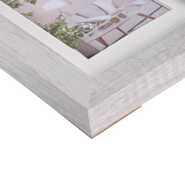 Holz Bilderrahmen Modern (MDF) mit Passepartout 10x20 cm (7x15 cm) | Weiß | Normalglas (2 mm)