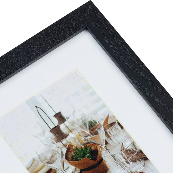 Holz Bilderrahmen Modern für mehrere Bilder 3x10x15 cm | Schwarz | Normalglas (2 mm)