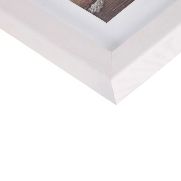 Holz Bilderrahmen Jardin mit Passepartout 10x15 cm (7x10 cm) | Weiß | Normalglas (2 mm)