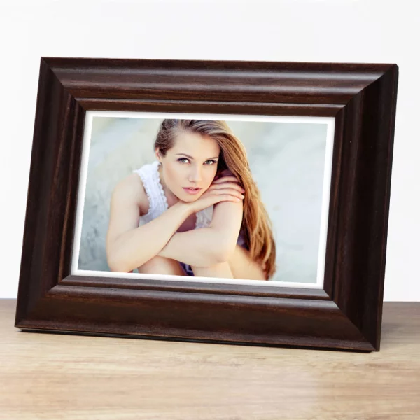 Holz Bilderrahmen Lunex 21x29,7 cm (A4) | Dunkelbraun | Normalglas (2 mm)