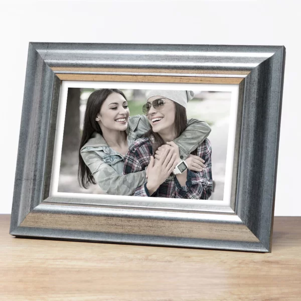 Holz Bilderrahmen Lunex 21x29,7 cm (A4) | Silber | Normalglas (2 mm)