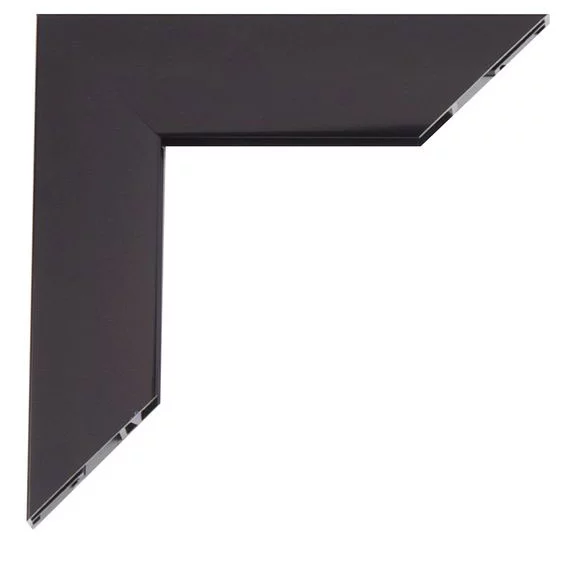 Mega Alu-Bilderrahmen Massanfertigung Schwarz glänzend | Normalglas (2 mm)