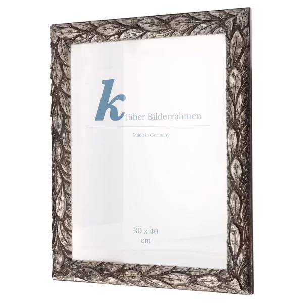 Barock Bilderrahmen Cadiz 30x45 | Silber | Normalglas (2 mm)