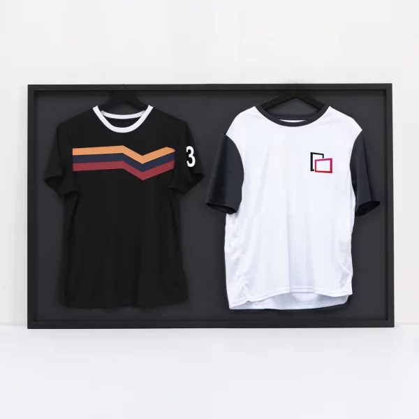 Doppel-Trikotrahmen EasyChange für schnellen Shirtwechsel - ohne Glasscheibe 80x120 cm | schwarz | ohne Glas, mit Rückwand