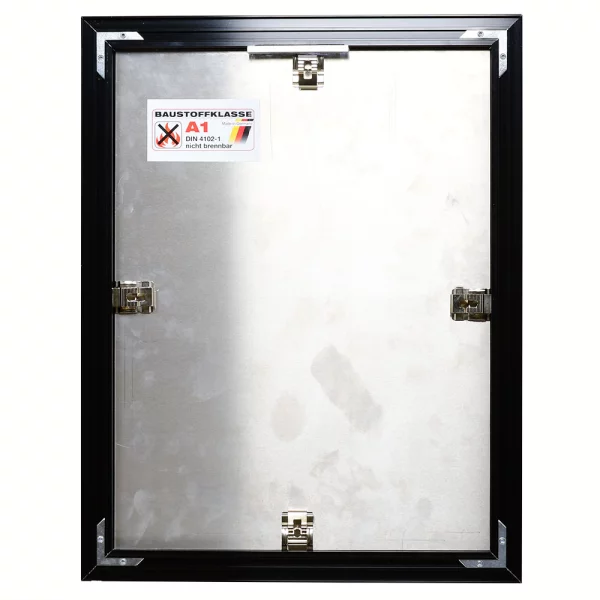 Klassifizierter Standard A1 Brandschutzrahmen Econ breit 25x70 cm | schwarz matt | Normalglas (2 mm)