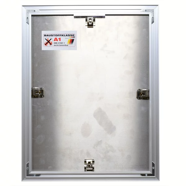 Klassifizierter Standard A1 Brandschutzrahmen Econ breit 25x70 cm | silber matt | Normalglas (2 mm)