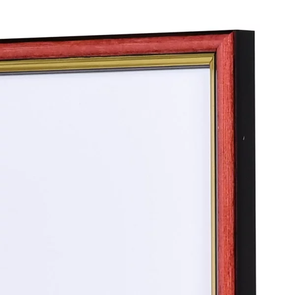 Holz Bilderrahmen Antony 10x10 cm | rot-gold | Normalglas (2 mm)